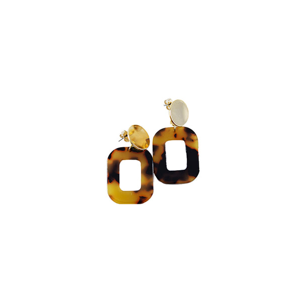 Amber Tortoise Square Earrings