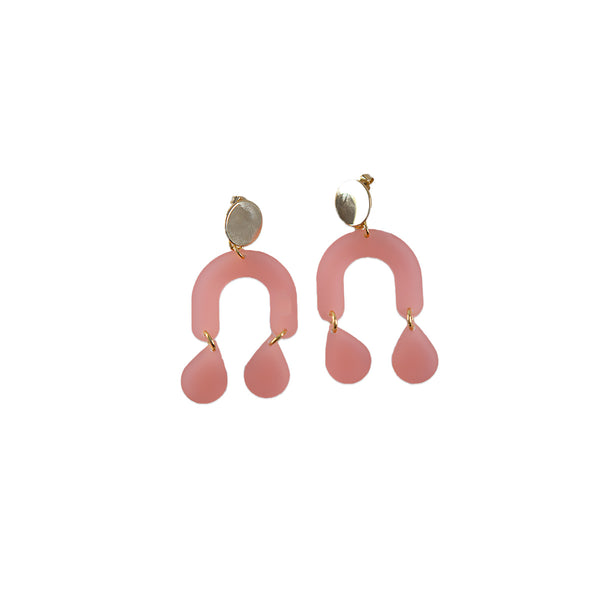 Frosted Light Pink Raindrop Earrings