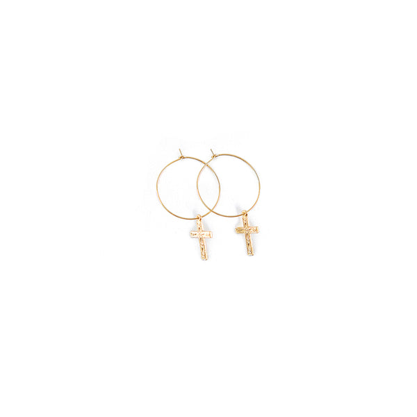 Cross Hoop Earrings