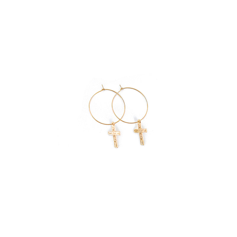 Cross Hoop Earrings