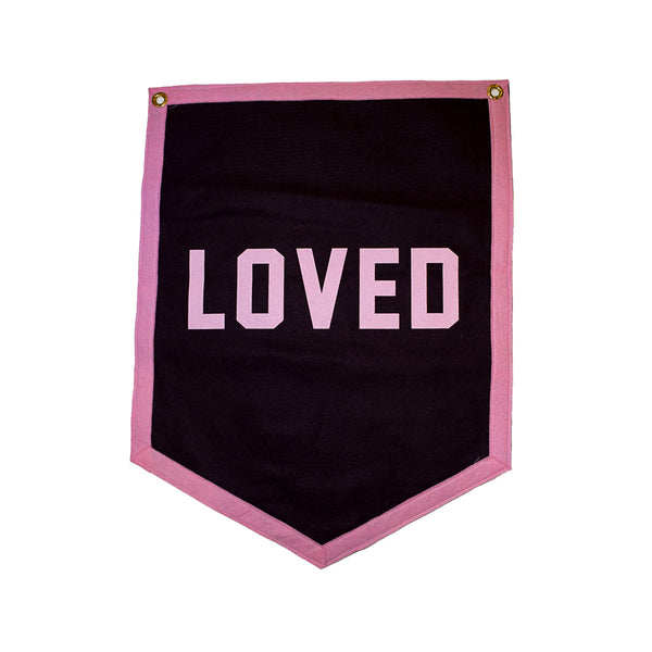 Loved Camp Flag - Maroon // Pink Trim