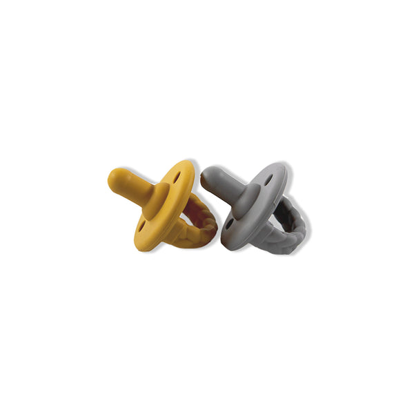 Mustard + Gray Braid Paci Set