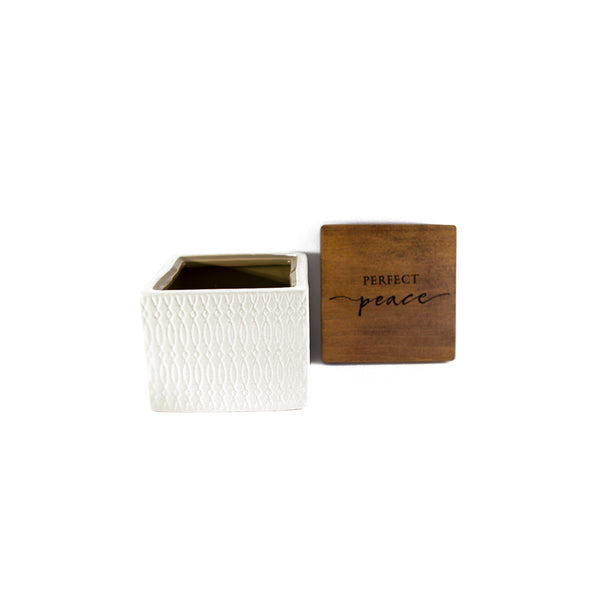 Perfect Peace Ceramic Box with Wooden Lid